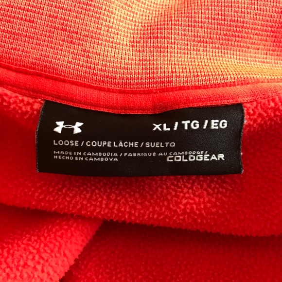 Under Armour Cold Gear Swacket Hooded Jacket Size L Coral Red Orange - Picture 8 of 9